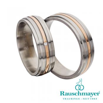 Rauschmayer Partnerringe Edelstahl Gold/Keramik 10-60024 + 11-60024