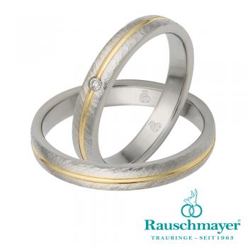 Rauschmayer Partnerringe Edelstahl Gold/Keramik 10-60090 + 11-60090