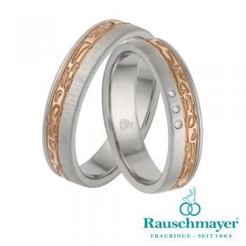 Rauschmayer Partnerringe Edelstahl Gold/Keramik 10-60092 + 11-60092