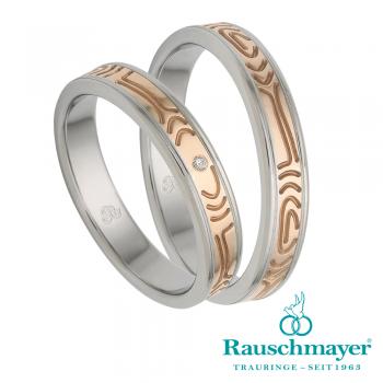 Rauschmayer Partnerringe Edelstahl Gold/Keramik 10-60093 + 11-60093